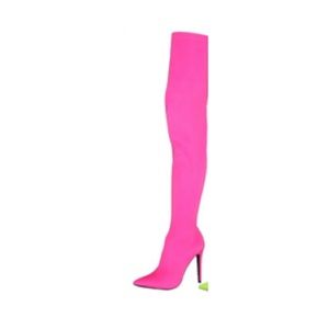 Over the knee hot pink boots